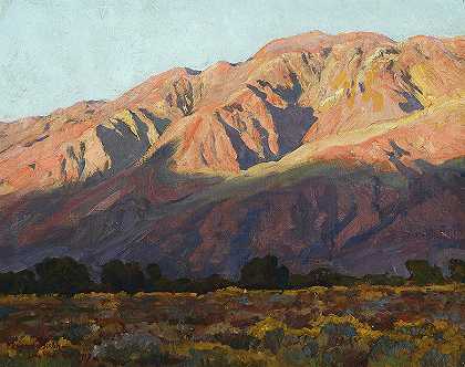 英约山脉和日落，孤松，1919年`Inyo Range at Sunset, Lone Pine, 1919 by Maynard Dixon