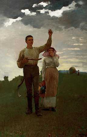 回家信号，1889年`The Home Signal, 1889 by Winslow Homer