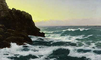 晚上，康沃尔海岸，1891年`Evening, Cornish Coast, 1891 by David James