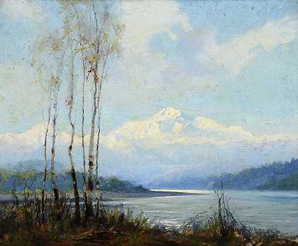 来自苏西特纳河的麦金利山`Mount McKinley from the Susitna River by Sydney Laurence