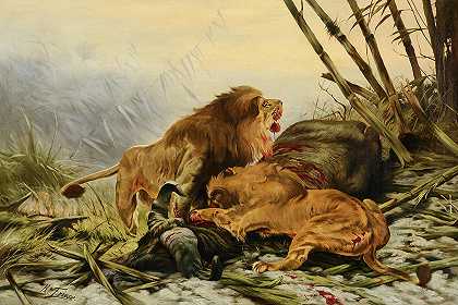泻湖中的狮子`Lions in the Lagoon by Richard Friese