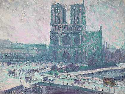 巴黎圣母院`Notre-Dame de Paris by Maximilien Luce