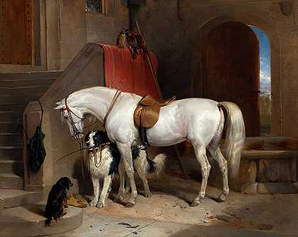 宠儿，剑桥亲王乔治的财产，1835年`Favourites, the Property of H.R.H. Prince George of Cambridge, 1835 by Sir Edwin Landseer