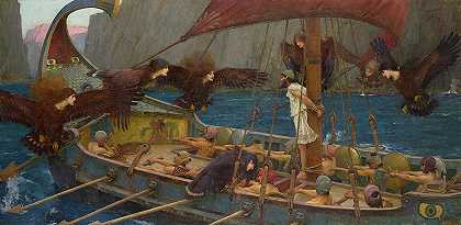 《尤利西斯与塞壬》，1891年`Ulysses and the Sirens, 1891 by John William Waterhouse