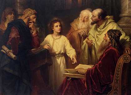 圣殿里的耶稣，1881年`Jesus in the Temple, 1881 by Heinrich Hofmann