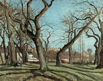 卢维西恩斯的栗树林，1872年`Chestnut Grove at Louveciennes, 1872 by Camille Pissarro