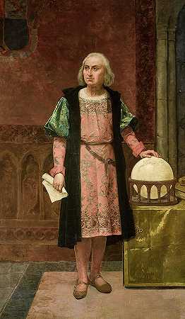 克里斯托弗·哥伦布的肖像，1892年`The portrait of Christopher Columbus, 1892 by Joseph de la Vega