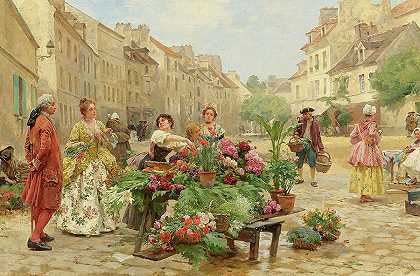十八世纪的市场`A Market in the Eighteenth Century by Louis Marie de Schryver
