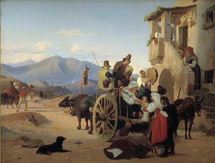 罗马农民去市场`Roman Peasants Going to Market (1836 ~ 1837) by Jørgen Sonne
