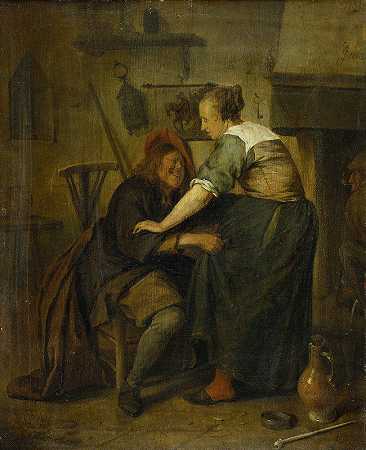 有客人和侍女的客栈`Inn with Guest and Serving Maid (ca. 1665) by Jan Steen