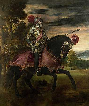查尔斯五世的马术肖像`Equestrian Portrait of Charles V by Titian