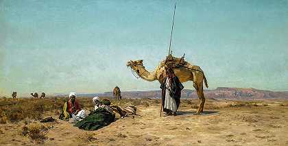 在叙利亚沙漠休息，·Rest In The Syrian Desert, 19th century by Eugen Bracht