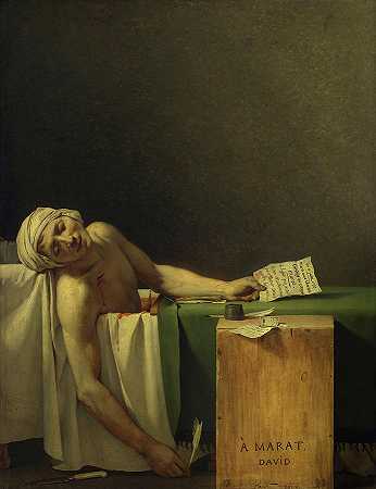 玛拉之死，1793年`The Death Of Marat, 1793 by Jacques-Louis David