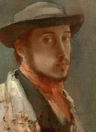 埃德加·德加，自画像，1858年`Edgar Degas, Self Portrait, 1858 by Edgar Degas