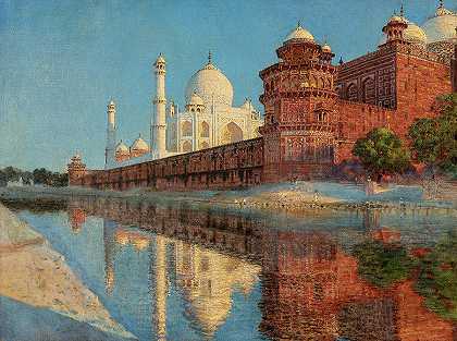 泰姬陵，晚上，·The Taj Mahal, Evening, 19th century by Vasily Vereschagin