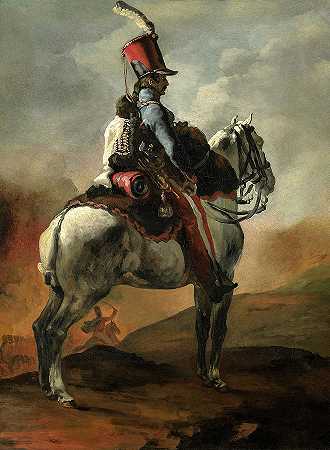 轻骑兵号手，1820年`Trumpeter of the Hussars, 1820 by Theodore Gericault