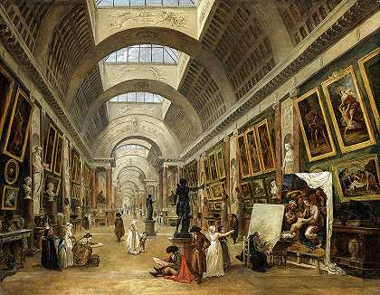 卢浮宫大画廊`Grand Gallery, Louvre by Hubert Robert