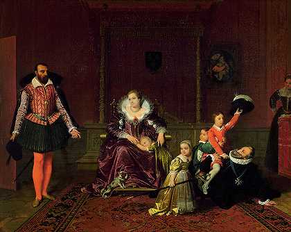 1817年，亨利四世接见西班牙大使`Henry IV receiving the ambassador of Spain, 1817 by Jean-Auguste-Dominique Ingres