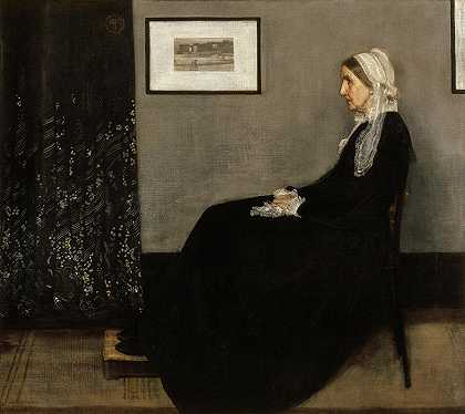 《惠斯勒的母亲》（1871年）灰黑相间的排列图1`Arrangement in Grey and Black No.1, Whistler\’s Mother, 1871 by James Abbott McNeill Whistler