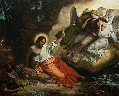橄榄园里的基督，花园里的痛苦`Christ in the Garden of Olives, The Agony in the Garden by Eugene Delacroix