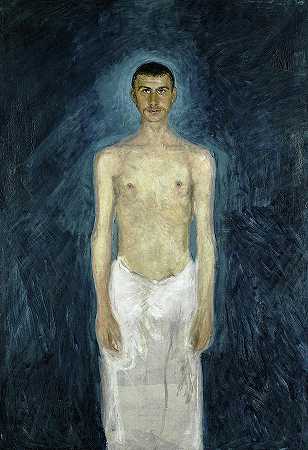 半裸自画像，1905年`Semi-Nude Self-Portrait, 1905 by Richard Gerstl