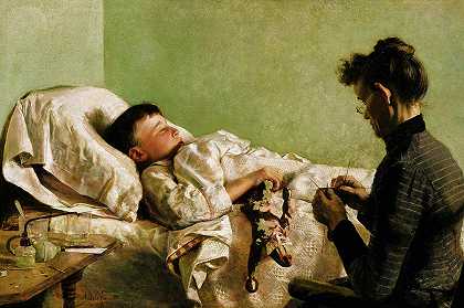 《生病的孩子》，1893年`The Sick Child, 1893 by J Bond Francisco