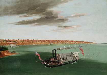 1833年，圣路易斯河畔`St. Louis from the River Below, 1833 by George Catlin