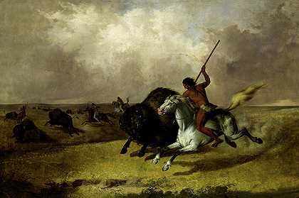 1845年，西南大草原上的水牛狩猎`Buffalo Hunt on the Southwestern Prairies, 1845 by John Mix Stanley