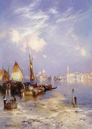 威尼斯风景，1891年`A View of Venice, 1891 by Thomas Moran