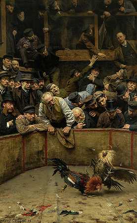 斗鸡，1889年`The Cockfight, 1889 by Remy Cogghe