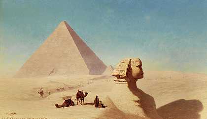 吉萨狮身人面像和基奥普斯金字塔`The Sphinx of Giza with Cheops Pyramids by Theodore Frere