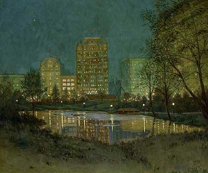 中央公园和广场，1918年`Central Park and the Plaza, 1918 by William Anderson Coffin