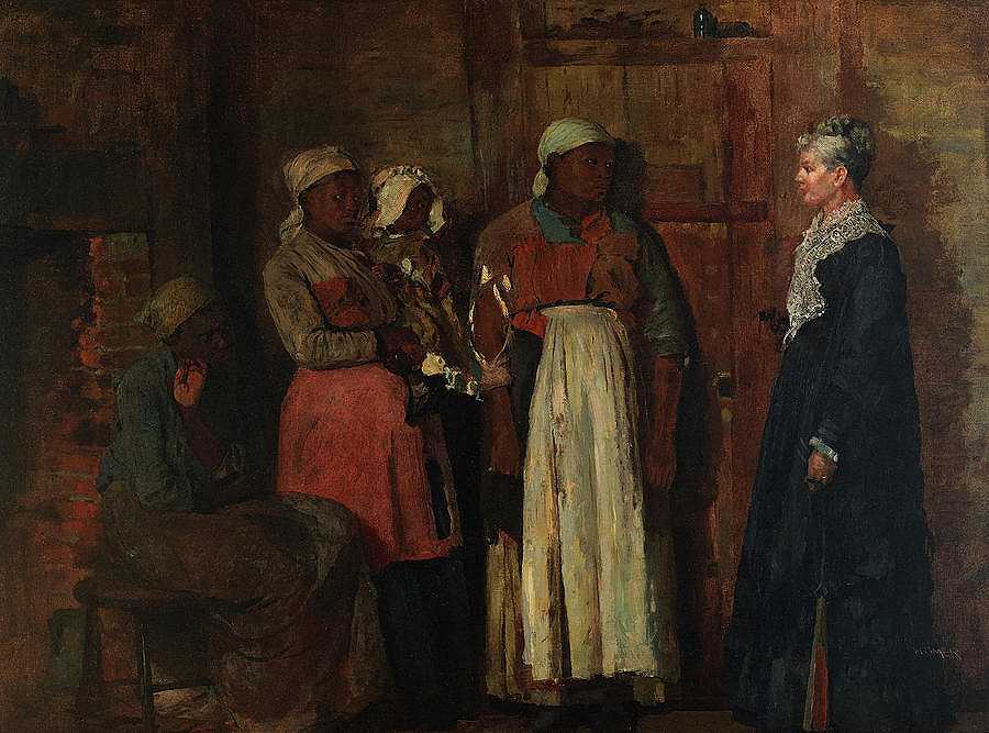 《老太太的拜访》，1876年`A Visit from the Old Mistress, 1876 by Winslow Homer
