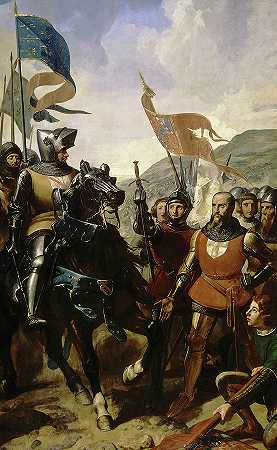 科切雷尔战役，1364年`Bataille de Cocherel, 1364 by Charles-Philippe Lariviere