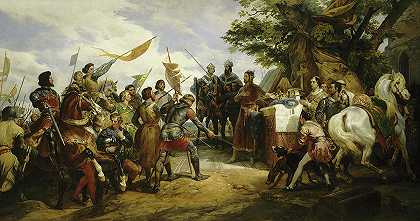 菲利普·奥古斯都在布文战役中，1214年`Philippe Auguste a la bataille de Bouvines, 1214 by Horace Vernet