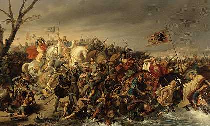 公元978年，洛赛尔在艾辛河畔击败了皇帝奥托二世`Lothaire defait l\’empereur Othon II sur les bords de l\’Aisne, 978 by Charles Durupt