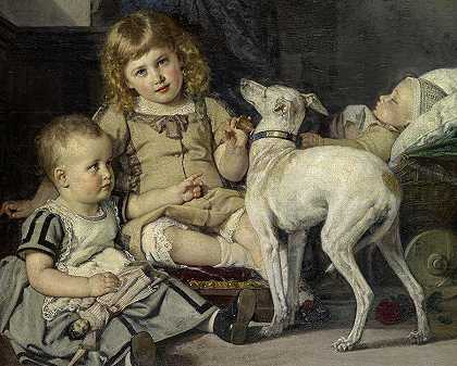 《艺术家的孩子》，1871年`The Children of the Artist, 1871 by Ernst Stuckelberg