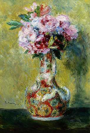 花瓶里的花束，1878年`Bouquet in a Vase, 1878 by Auguste Renoir
