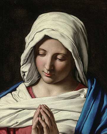 祈祷中的麦当娜`Madonna in prayer by Giovanni Battista Salvi called Sassoferrato