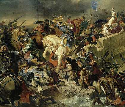 泰勒堡战役，1242年`The Battle of Taillebourg, 1242 by Eugene Delacroix