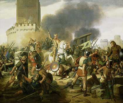 885年，尤德伯爵保卫巴黎抵抗诺曼人`Count Eudes defending Paris against Normans in 885 by Jean-Victor Schnetz