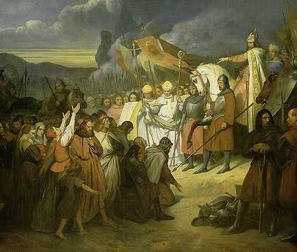 查理曼大帝于785年在帕德伯恩接受维蒂金的呈交`Charlemagne Receiving the submission of Witikind at Paderborn, 785 by Ary Scheffer