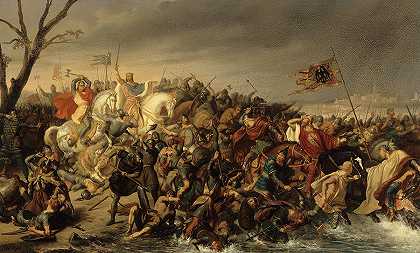 978年，洛萨在艾斯纳河畔击败奥托三世皇帝`Lothar defeats Emperor Otto III on the banks of the Aisne, 978 by Charles Durupt