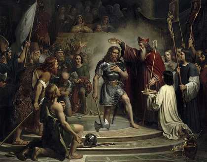 兰斯的克洛维斯洗礼，496年`Baptism of Clovis at Reims, 496 by Francois-Louis Dejuinne