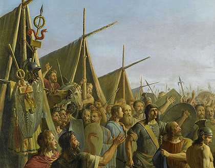 法拉蒙在417年掠夺提尔城后宣布为王`Pharamond Proclaimed King after Pillaging the City of Trier in 417 by Michel Philibert Genod