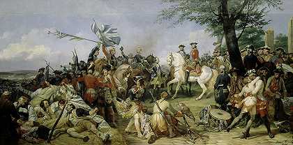 丰特诺战役，1745年5月11日`The Battle of Fontenoy, 11th May 1745 by Horace Vernet