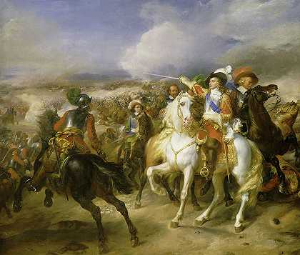 兰斯战役中的康德大教堂，1648年`The Grand Conde at the Battle of Lens, 1648 by Jean-Pierre Franque