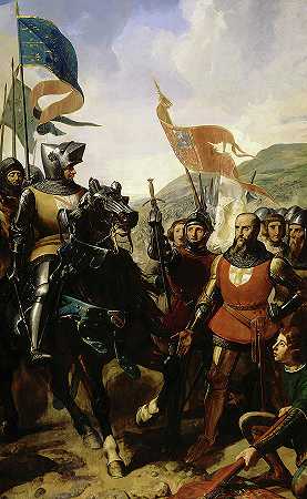 科切里尔战役，1364年`Battle of Cocherel, 1364 by Charles-Philippe Lariviere