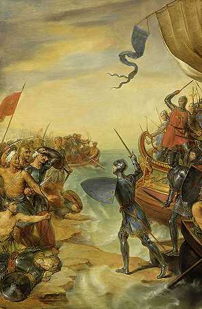 围攻达米埃塔，第七次十字军东征`Siege of Damietta, Seventh Crusade by Georges Rouget
