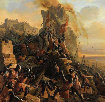 征服罗德岛`Hospitaller conquest of Rhodes by Eloi Firmin Feron